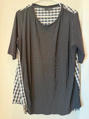 Sun Kim Black Gingham Blouse Size Large